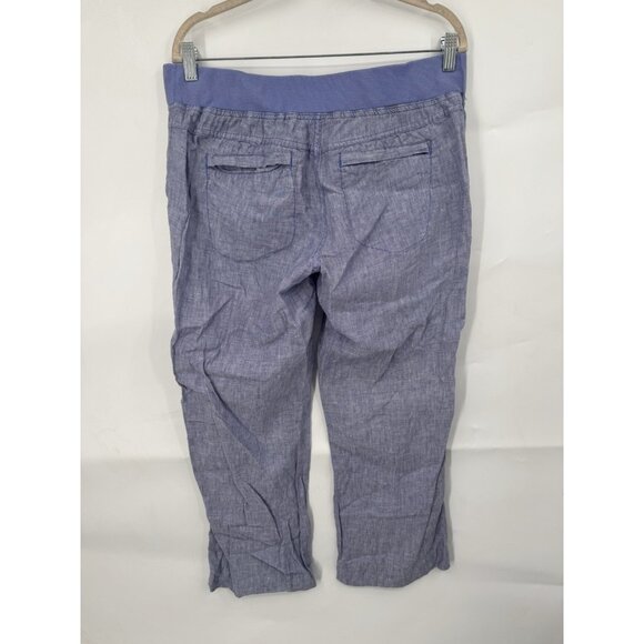 Road & Co Flip Top Lithe Linen Pant Women 14 Blue Minimalist Beach Coastal - Picture 2 of 10